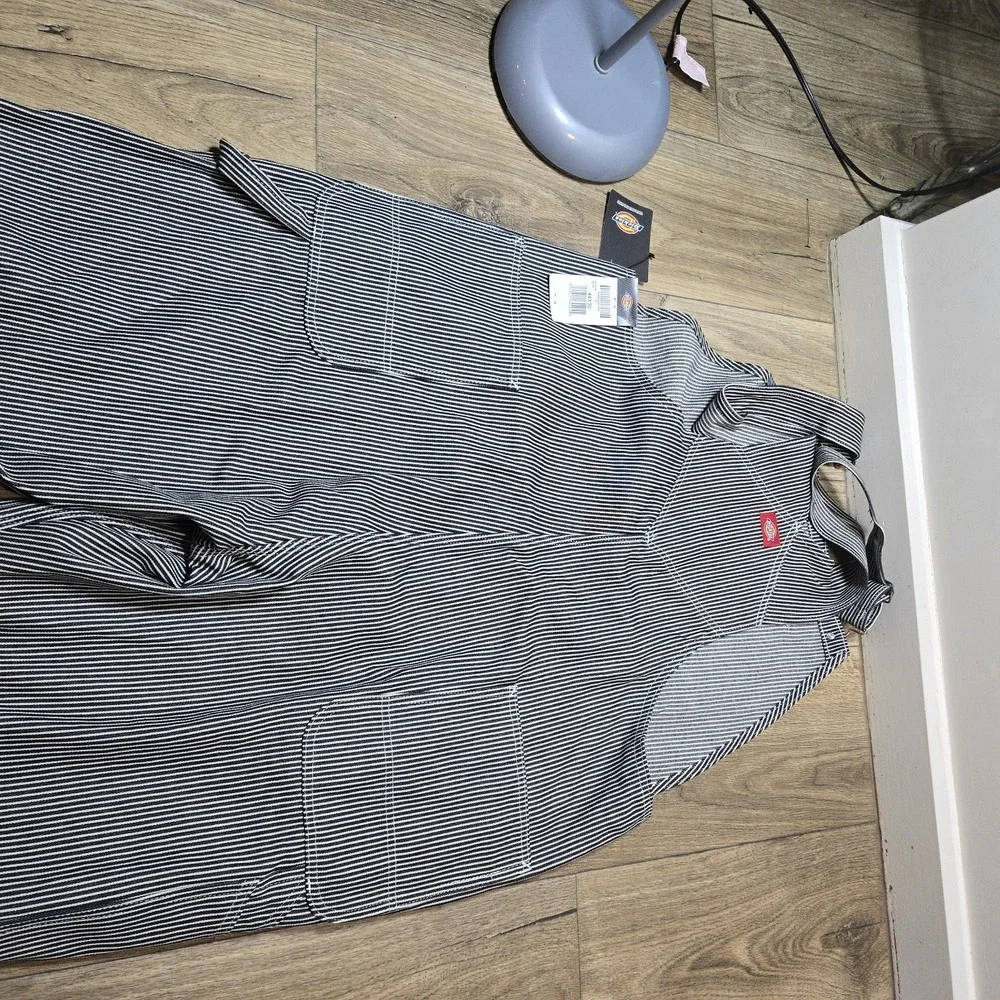 Dickies Hickory Bib Overalls Men Size 44x30 Railroad Stripe Denim